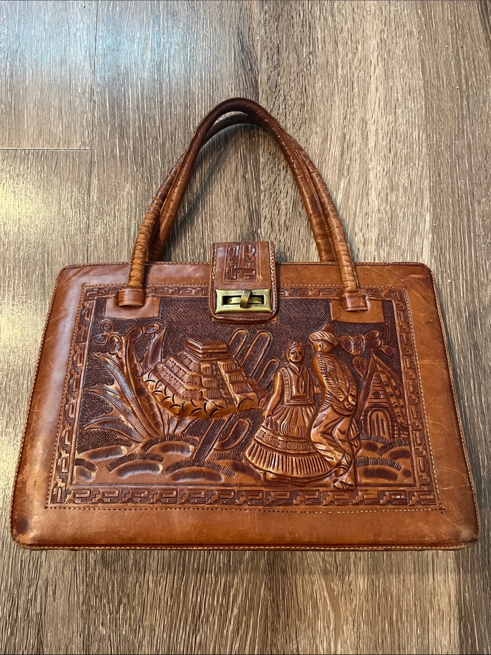 Vintage Brown hand tooled Handbag
